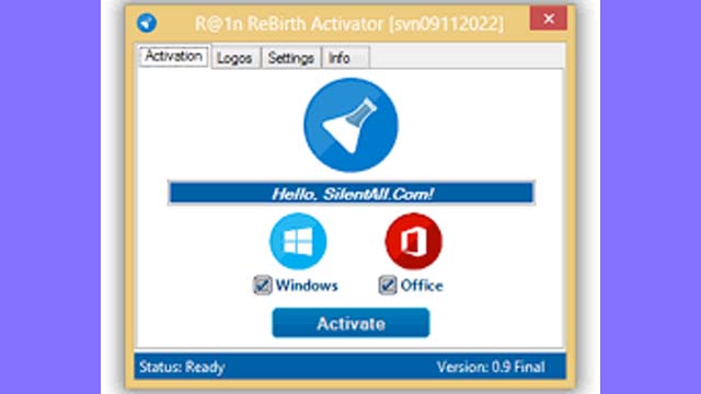 اداة تفعيل كل اصدارات الويندوز والاوفيس R@1n ReBirth Activator 0.9 Final Multilingual